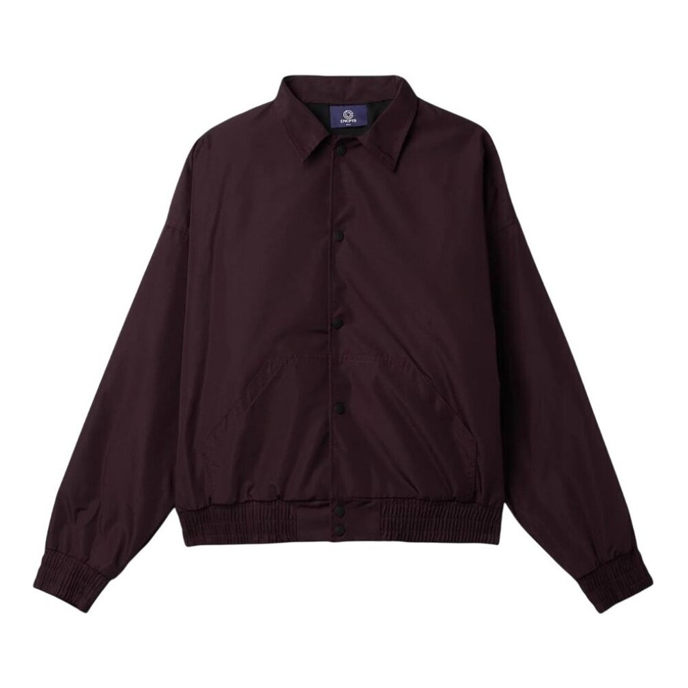 CNCPTS Oxford Nylon Coaches Jacket in Ox Blood